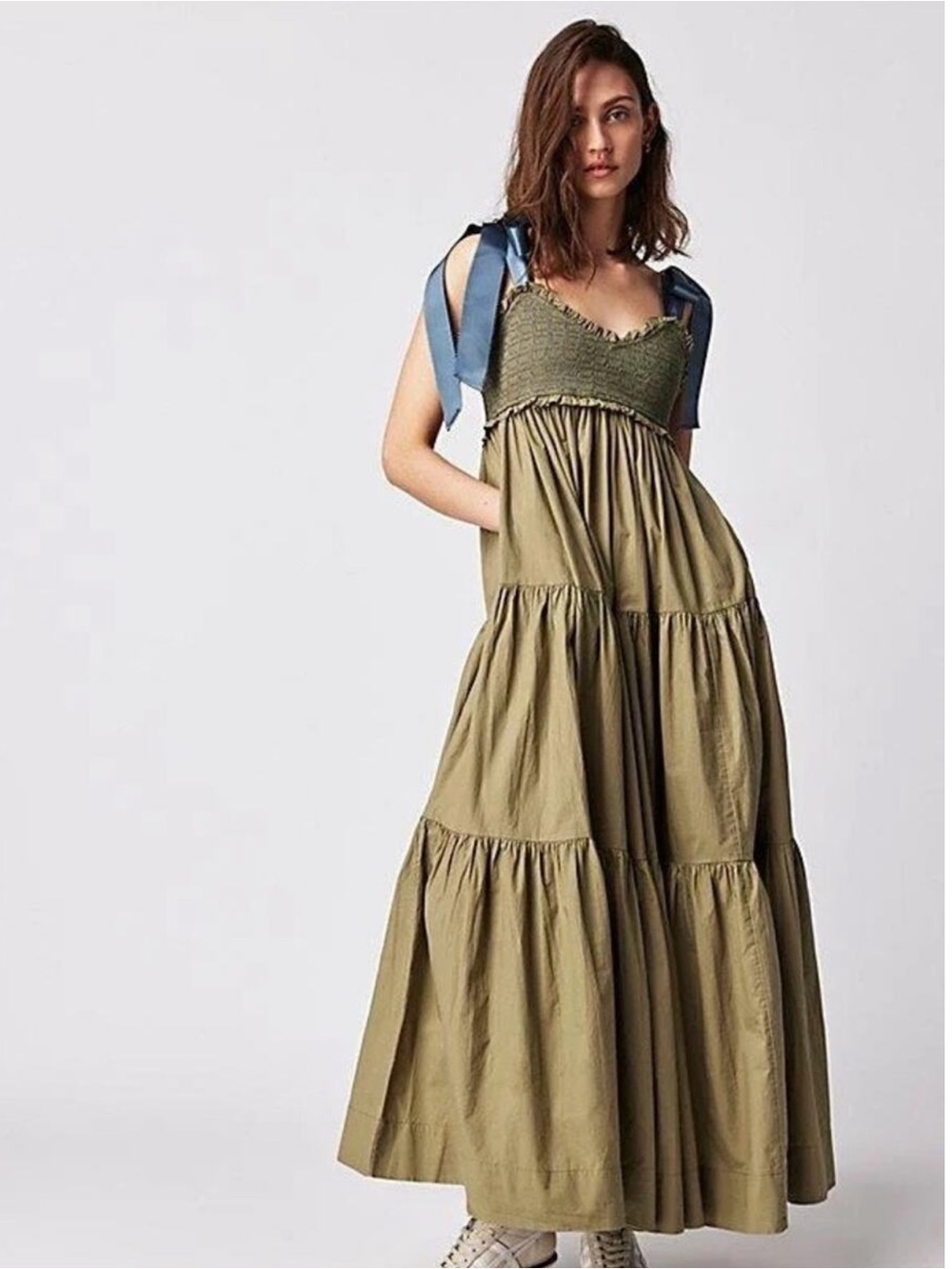 100% Cotton Free People Bluebell Solid Maxi Dress Size M
